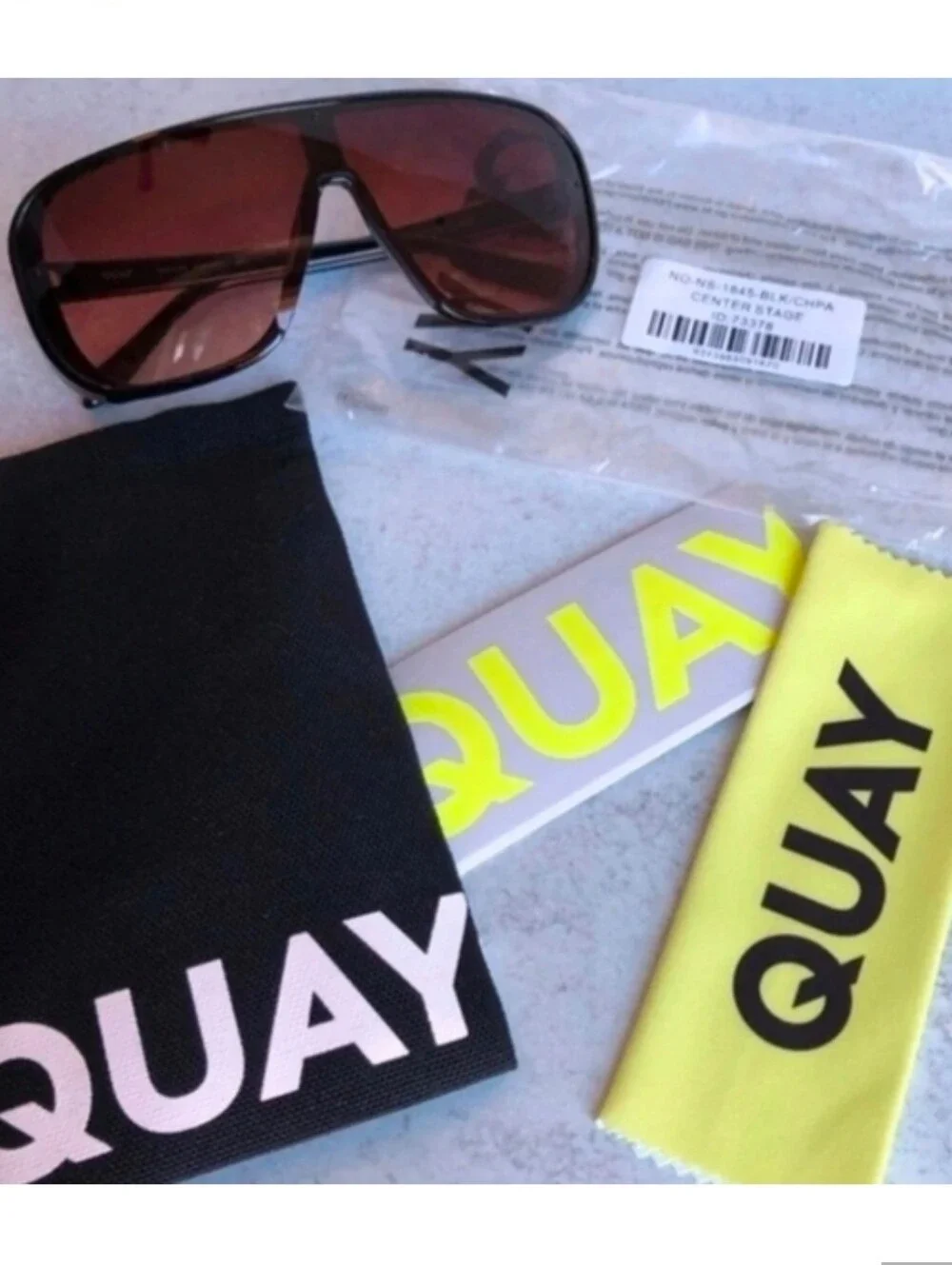 Quay Australia Black Frame Sunglasses with Brown Gradient Lenses NEW